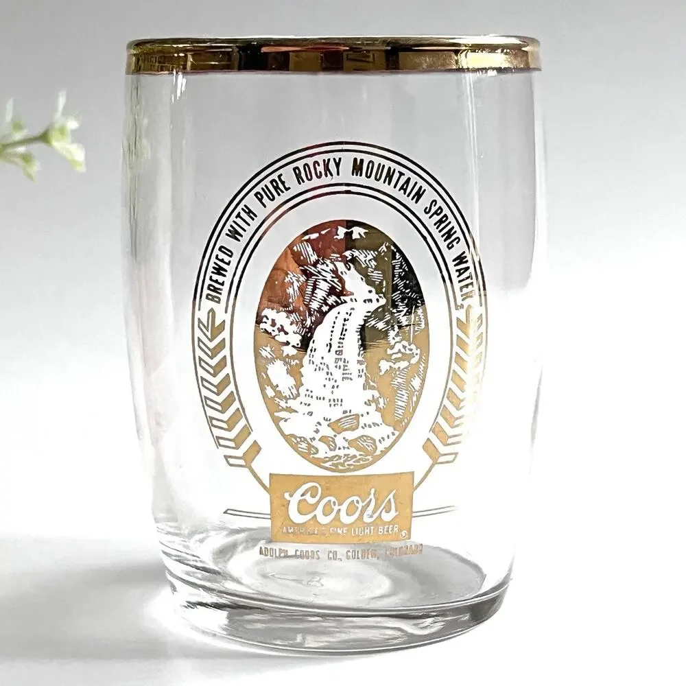 Set of 5 Coors Gold Rim Sampler Glasses Libbey Rocky Mountain Bar Brewery VTG